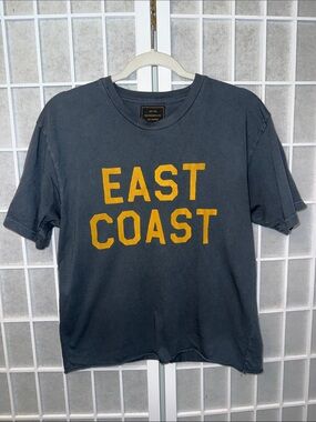 East Coast Graphic Tee - Gray with Yellow Print Size S